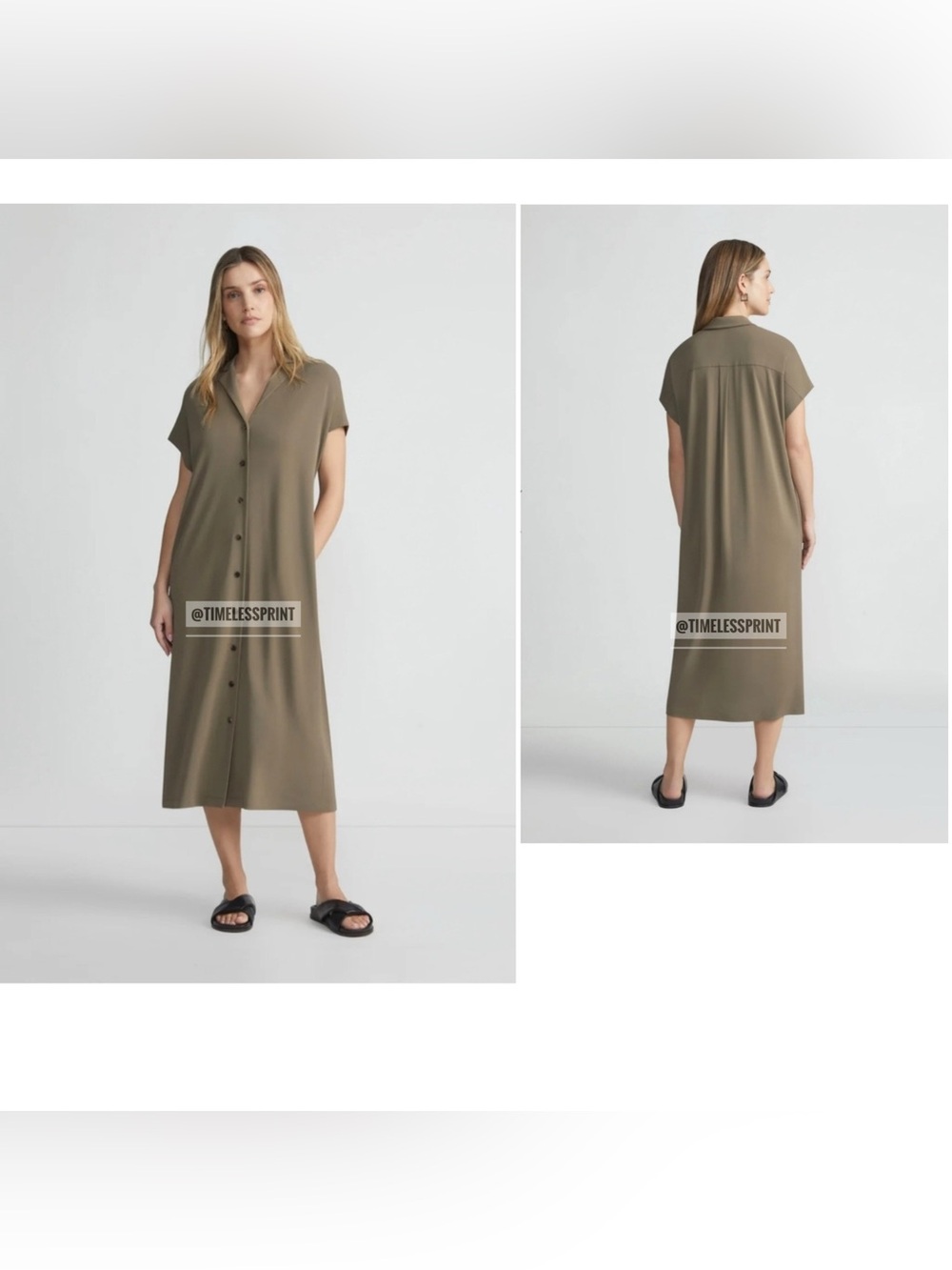 Lafayette 148 Concrete Green Tunic Dress